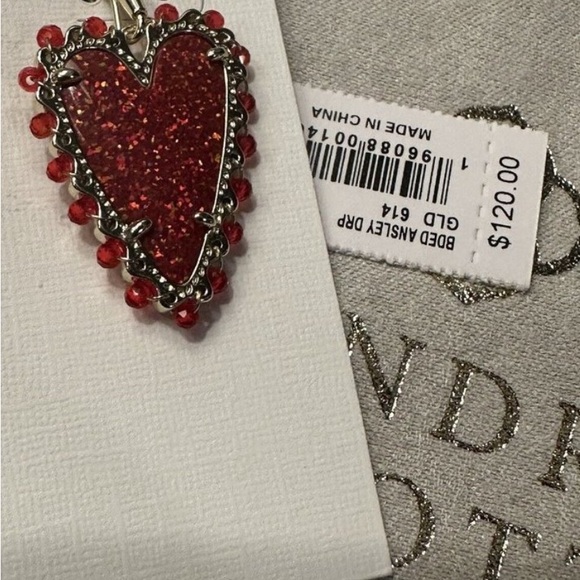 Kendra Scott Red Opal Ansley Beaded Heart Gold Earrings NWT $120 RETIRED! - Picture 5 of 5